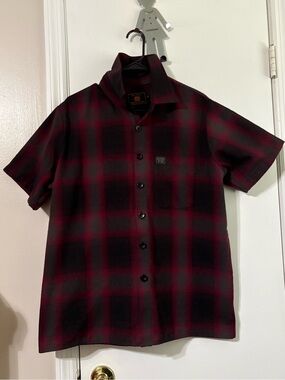 FB County red Grey Short Sleeve Checker Flannel Shirt small